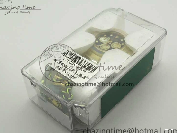 MiroTime 0307 Daytona 116589RBOW YG Rainbow Crystal BLF Best Edition Black Dial on YG Bracelet A ZeroBulk 3352